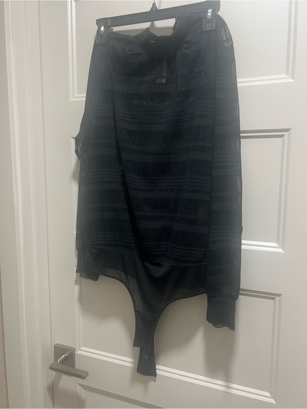 BCBGMaxAzria Black Sheer Knit Bodysuit